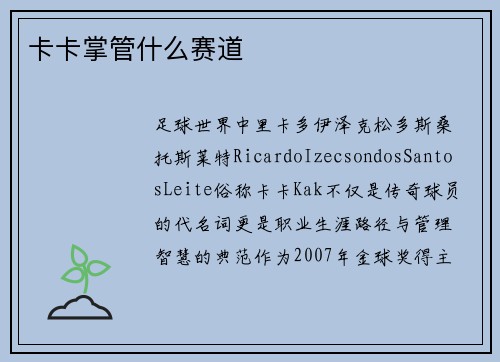 卡卡掌管什么赛道